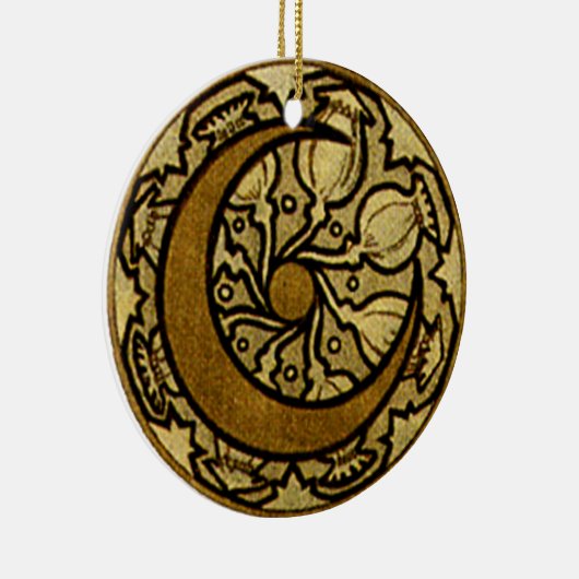 Zodiac Crescent Moon Mucha Keramikornament (Rechts)