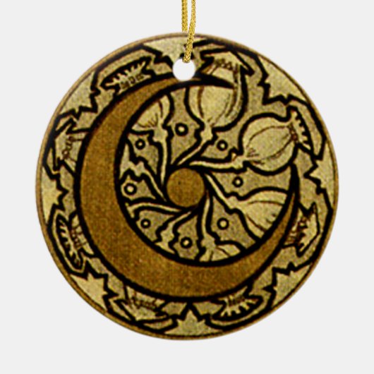 Zodiac Crescent Moon Mucha Keramikornament (Vorne)