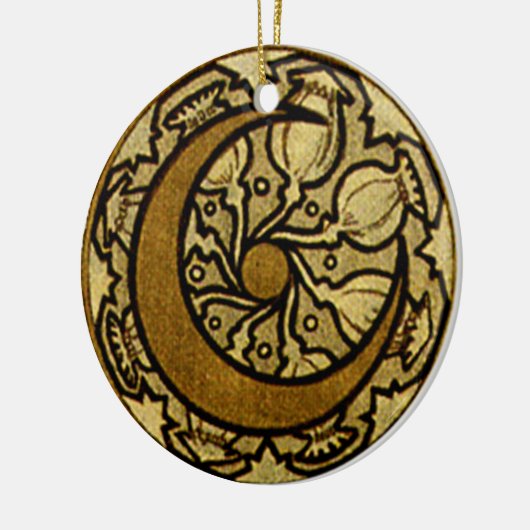 Zodiac Crescent Moon Mucha Keramikornament (Links)