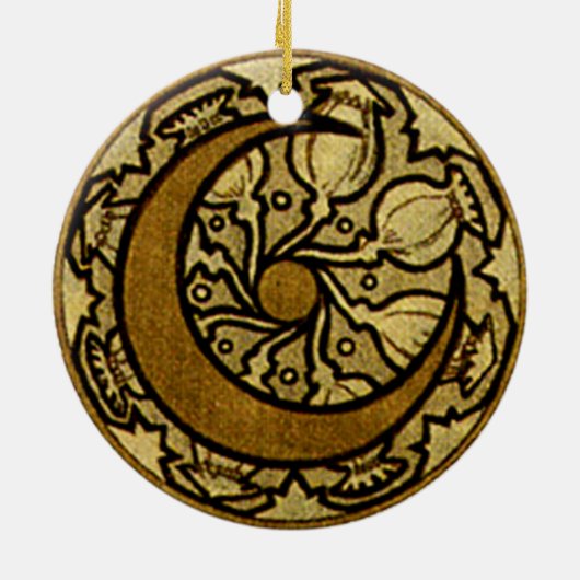 Zodiac Crescent Moon Mucha Keramikornament (Hinten)