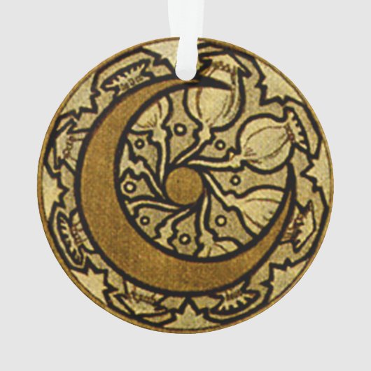 Zodiac Crescent Moon Mucha Ornament (Rückseite)