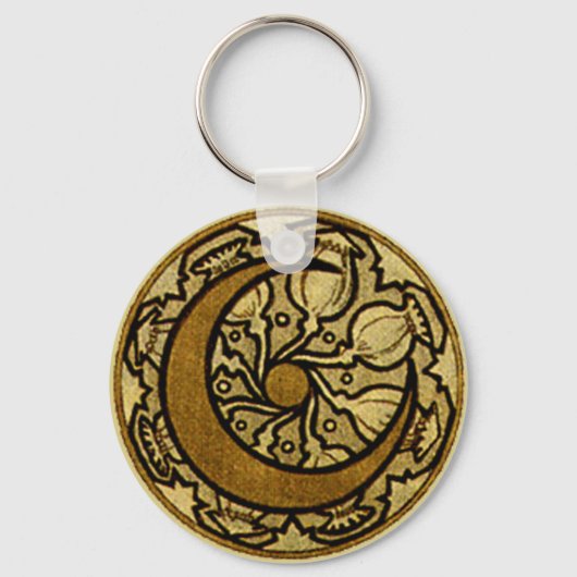 Zodiac Crescent Moon Mucha Schlüsselanhänger (Vorderseite)