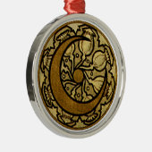 Zodiac Crescent Moon Mucha Silbernes Ornament (Rechts)