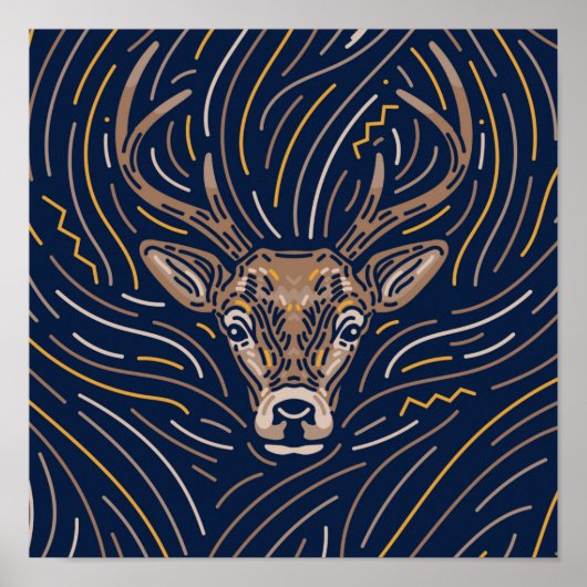 Zodiac Deer Animal Print | Hirschdruck Poster (Vorne)