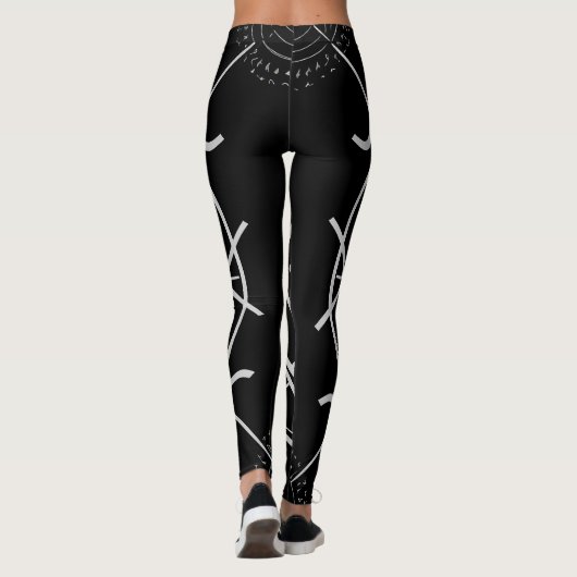 Zodiac Design Schwarz-Weiß Leggings (Rückseite)