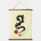 zodiac Dragon ink art sumi-e Wandteppich Mit Holzrahmen (Vorderseite)