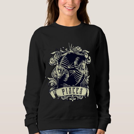 Zodiac Evil 2 Fish Skeleton Occult Sweatshirt (Vorderseite)