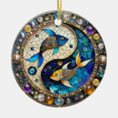 Zodiac - Fische Fischjin und Yang Keramik Ornament (Vorne)