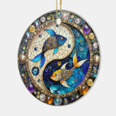 Zodiac - Fische Fischjin und Yang Keramik Ornament (Links)
