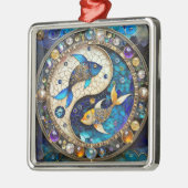 Zodiac - Fische Fischjin und Yang Ornament Aus Metall (Links)