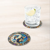 Zodiac - Fische Fischjin und Yang Runder Pappuntersetzer (Vor Ort)