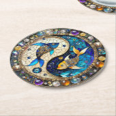 Zodiac - Fische Fischjin und Yang Runder Pappuntersetzer (Angewinkelt)