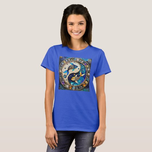 Zodiac - Fische Fischjin und Yang T-Shirt (Vorne ganz)