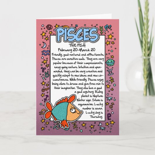 Zodiac - Fische Spaß Fakten Karte (Vorderseite)