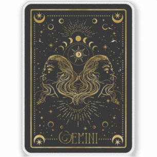 Zodiac Gemini Astrologisches Schwarz-Gold-Sticker Aufkleber
