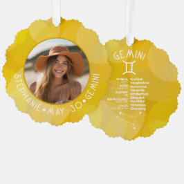 Zodiac Gemini Custom Birthday Foto Astrologie Ornament Karte