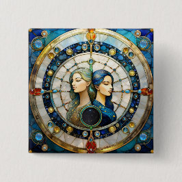 Zodiac - Gemini Die Zwillinge Button
