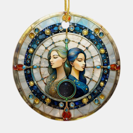 Zodiac - Gemini Die Zwillinge Keramik Ornament (Vorne)
