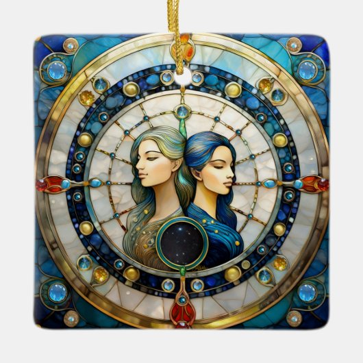 Zodiac - Gemini Die Zwillinge Keramikornament (Vorderseite)