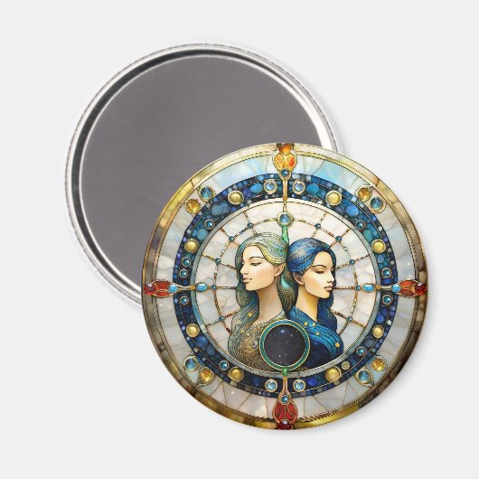 Zodiac - Gemini Die Zwillinge Magnet (Vorderseite/Rückseite)