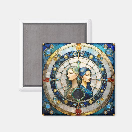 Zodiac - Gemini Die Zwillinge Magnet (Vorderseite/Rückseite)