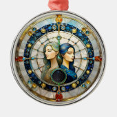 Zodiac - Gemini Die Zwillinge Ornament Aus Metall (Vorne)