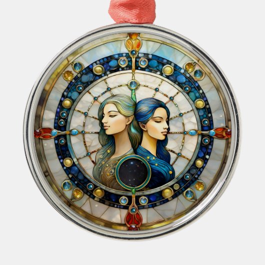 Zodiac - Gemini Die Zwillinge Ornament Aus Metall (Vorne)
