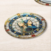 Zodiac - Gemini Die Zwillinge Runder Pappuntersetzer (Angewinkelt)