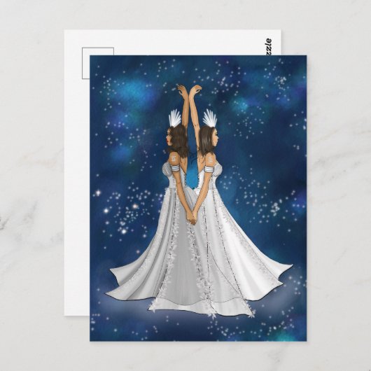 Zodiac Gemini Goddess in Blue Celestial Space Postkarte (Vorne/Hinten)