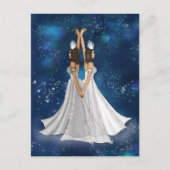Zodiac Gemini Goddess in Blue Celestial Space Postkarte (Vorderseite)