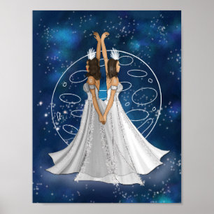 Zodiac Gemini Goddess mit Planet-Merkur Poster