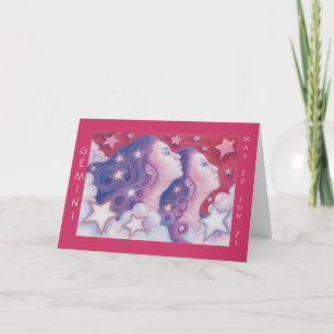 Zodiac Gemini "Happy Birthday" Grüße Karte