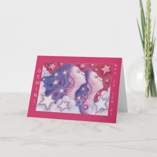 Zodiac Gemini "Happy Birthday" Grüße Karte (Vorderseite)