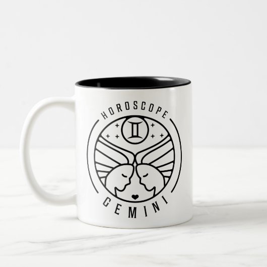 Zodiac GEMINI Horoscope Design Zweifarbige Tasse (Links)