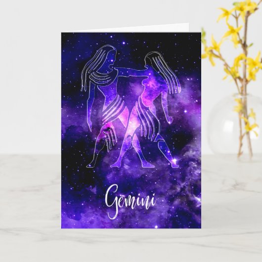 Zodiac : Gemini Karte (Gelbe Blume)