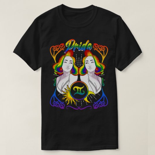 Zodiac Gemini LGBTQ Pride T-Shirt (Design vorne)