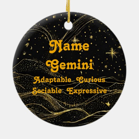 Zodiac Gemini Personalisiert Astrologie Ornament (Hinten)