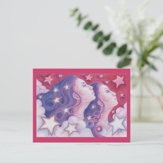 Zodiac Gemini Postkarte (Stehend Vorderseite)