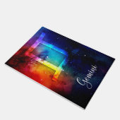 Zodiac : Gemini Rainbow Space Fußmatte (Schrägansicht)