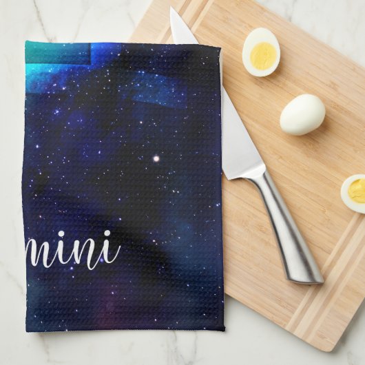 Zodiac : Gemini Rainbow Space Geschirrtuch (Viertel Falte)