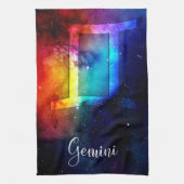 Zodiac : Gemini Rainbow Space Geschirrtuch (Vertikal)