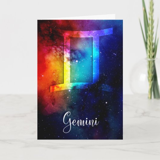 Zodiac : Gemini Rainbow Space Karte (Vorderseite)