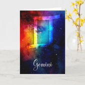 Zodiac : Gemini Rainbow Space Karte (Gelbe Blume)