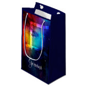 Zodiac : Gemini Rainbow Space Kleine Geschenktüte (Vorderseite Schrägansicht)