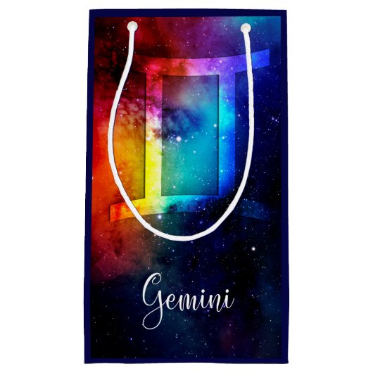 Zodiac : Gemini Rainbow Space Kleine Geschenktüte (Vorderseite)