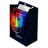 Zodiac : Gemini Rainbow Space Mittlere Geschenktüte (Vorderseite Schrägansicht)