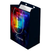 Zodiac : Gemini Rainbow Space Mittlere Geschenktüte (Rückseite Schrägansicht)