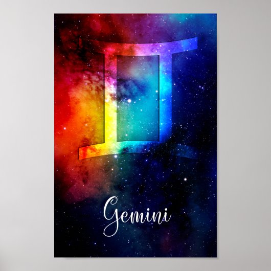 Zodiac : Gemini Rainbow Space Poster (Vorne)