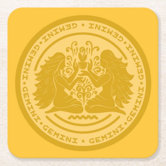 Zodiac Gemini Rechteckiger Pappuntersetzer (Vorderseite)