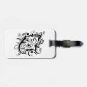 Zodiac - Gemini - Schwarz - Weiß Gepäckanhänger (Rückseite horizontal)